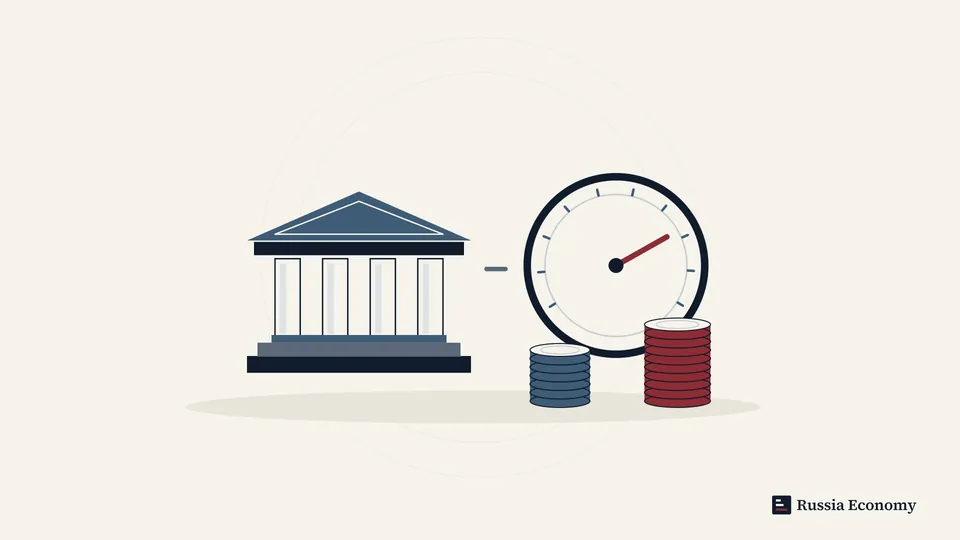 A bank facade, an unnumbered policy dial and coin stacks in an editorial illustration.