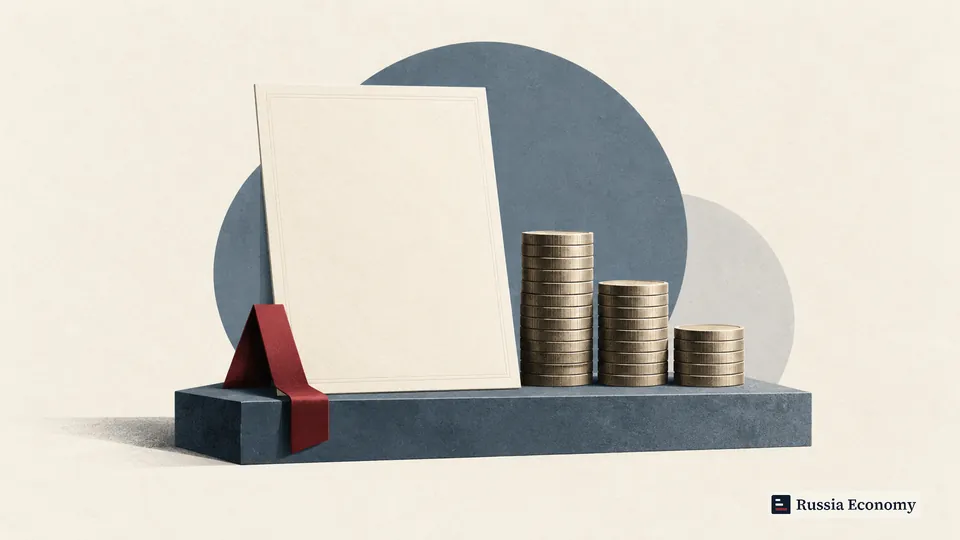 Illustration of a blank sheet of paper beside three stacks of unmarked coins.
